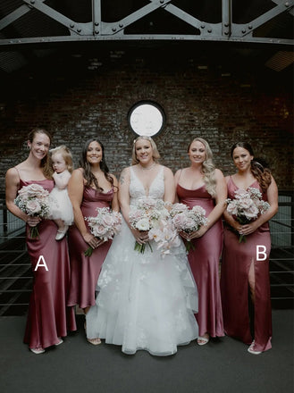 Mismatched Sexy Sleeveless Jewel Side slit Sheath Long Bridesmaid Dressess, SWE1411