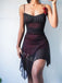 Sexy Black and Red Sleeveless Sheath Short Mini Homecoming Dress, BTW365