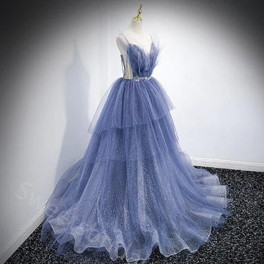 Elegant V-neck Sleeveless A-line Floor Length Prom Dress,SWS2174