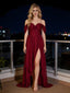 Sexy Off Shoulder High Low Side Slit Sleeveless A-Line Long Prom Party Dress,SWS2605