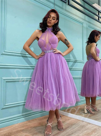 Elegant Halter Sleeveless A-line Long Prom Dress,SW1997