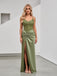 Sexy Dusty Sage V-Neck Sleeveless Side Slit Mermaid Floor Length Prom Party Dress,SWS2580