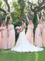 Elegant V-neck Off shoulder A-line Long Bridesmaid Dressess, SWE1393