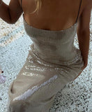 Sparkly Spaghetti Straps Sleeveless Sheath Floor Length Prom Dress,SWS2240