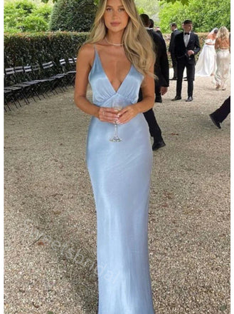 Sexy Spaghetti Straps Sleeveless Sheath Floor Length  Prom Dress,SWS2286