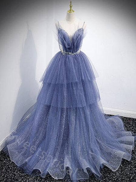 Elegant V-neck Sleeveless A-line Floor Length Prom Dress,SWS2174