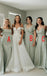 Mismatched V-neck Side Slit Sheath Long Bridesmaid Dresses, SWE1449