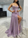 Sparkly Sweetheart Sleeveless Side Slit A-line Long Prom Dress,SWS2514