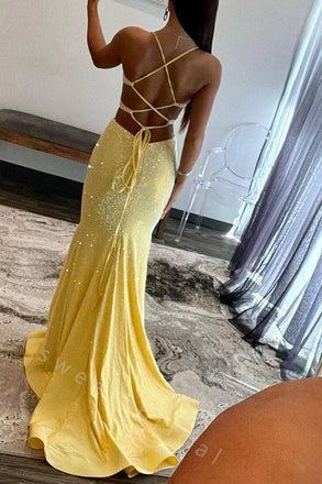 Sexy V-neck Sleeveless Mermaid Long Prom Dress,SWS2104