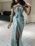 Sexy Sleeveless Side slit Mermaid Long Prom Dress,SWS2075