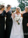 Black Ruffle One Shoulder Mermaid Long Bridesmaid Dresses, SWE1441