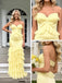 Stylish Yellow Sweetheart Ruffles Sleeveless Mermaid Long Prom Party Dress,SWS2606