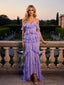 Pretty Ruffles Off Shoulder Mermaid High Low Prom Party Dress,SWS2581