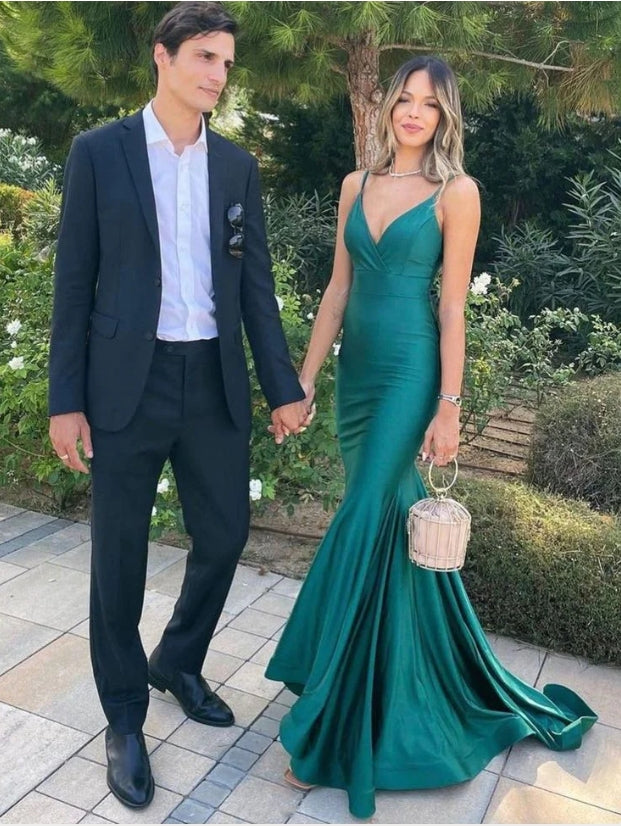 Sexy V-neck Sleeveless Mermaid Floor Length  Prom Dress,SWS2303