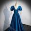 Elegant V-neck Cap Sleeves  A-line Floor Length Prom Dress,SWS2175