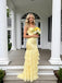 Stylish Yellow Sweetheart Ruffles Sleeveless Mermaid Long Prom Party Dress,SWS2606