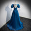 Elegant V-neck Cap Sleeves  A-line Floor Length Prom Dress,SWS2175