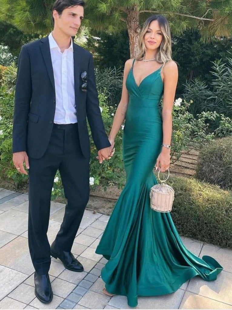 Sexy V-neck Sleeveless Mermaid Floor Length  Prom Dress,SWS2303