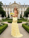 Stylish Yellow Sweetheart Ruffles Sleeveless Mermaid Long Prom Party Dress,SWS2606