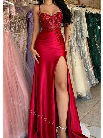 Sexy Sweetheart Sleeveless Side slit  Mermaid Long Prom Dress,SWS2043