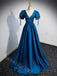 Elegant V-neck Cap Sleeves  A-line Floor Length Prom Dress,SWS2175