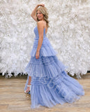 Elegant V-neck Sleeveless Side slit A-line Long Prom Dress,SW1994
