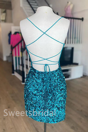 Simple Spaghetti straps Sleeveless Sheath Short Mini Homecoming Dress, BTW350