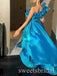 With Ruffles One Shoulder Sleeveless A-line Long Prom Dress,SWS2518