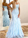 Elegant Strapless Sleeveless Mermaid Long Prom Dress,SWS2080