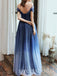 Sparkly Off Shoulder V-neck Sleeveless A-line Long Prom Dress,SWS2520