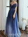 Sparkly Off Shoulder V-neck Sleeveless A-line Long Prom Dress,SWS2520