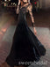 Black Lace Applique Long Sleeves A-line Long Prom Dress,SWS2505