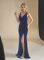 Simple V-neck Sleeveless Mermaid Floor Length Prom Dress,SWS2412