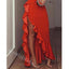 Red V-neck Sleeveless Side Slit Sheath Floor Length  Prom Dress,SWS2289