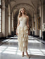 Vintage Sweetheart Ruffles Sleeveless A-Line Long Prom Party Dress,SWS2607