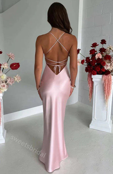 Light Pink V-neck Sleeveless Sheath Long Floor Length Prom Dress,SWS2358