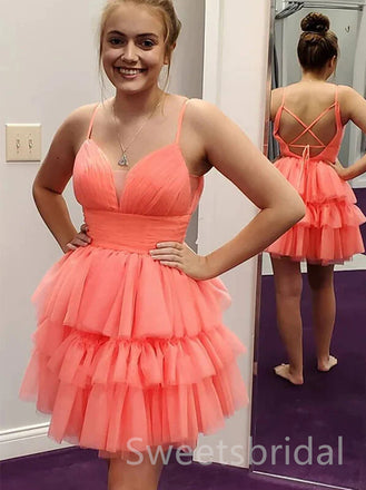 Sexy V-neck Sleeveless A-line Short Mini Homecoming Dress, BTW347