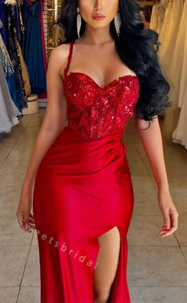 Sexy Sweetheart Sleeveless Side slit  Mermaid Long Prom Dress,SWS2043