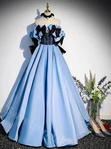 Elegant Strapless Sleeveless A-line Floor Length Prom Dress,SWS2176
