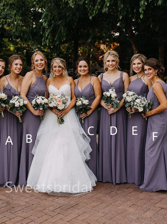 Mismatched Elegant Sweetheart Sleeveless A-line Long Bridesmaid Dressess, SWE1395