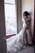 Elegant Off shoulder Sleeveless Side slit A-line Lace applique Wedding Dresses,DB0340