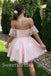 Elegant Off shoulder Sleeveless A-line Short Mini Homecoming Dress, BTW346