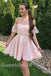 Elegant Off shoulder Sleeveless A-line Short Mini Homecoming Dress, BTW346