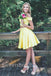 Elegant Two Pieces Off shoulder A-line Short Mini Homecoming Dress, BTW382