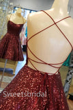 Red Sexy Sleeveless A-line Short Mini Homecoming Dress, BTW366