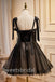 Black Elegant Bow knot Sleeveless A-line Short Mini Homecoming Dress, BTW358