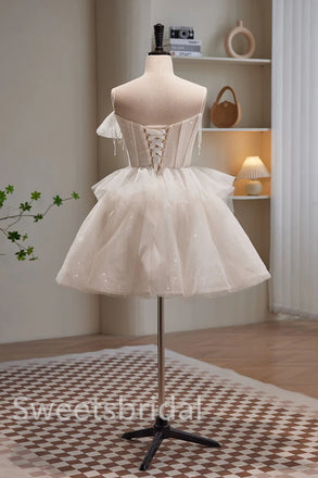 Elegant Bow knot Sleeveless A-line Short Mini Homecoming Dress, BTW357