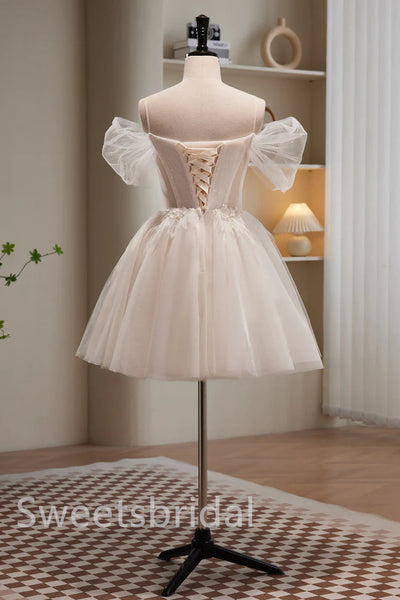 Elegant Off shoulder Sleeveless A-line Short Mini Homecoming Dress, BTW360