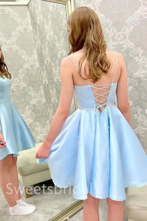 Elegant Square Sleeveless A-line Short Mini Homecoming Dress, BTW368