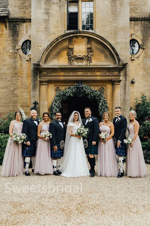 Elegant One shoulder Sleeveless A-line Long Bridesmaid Dressess, SWE1403